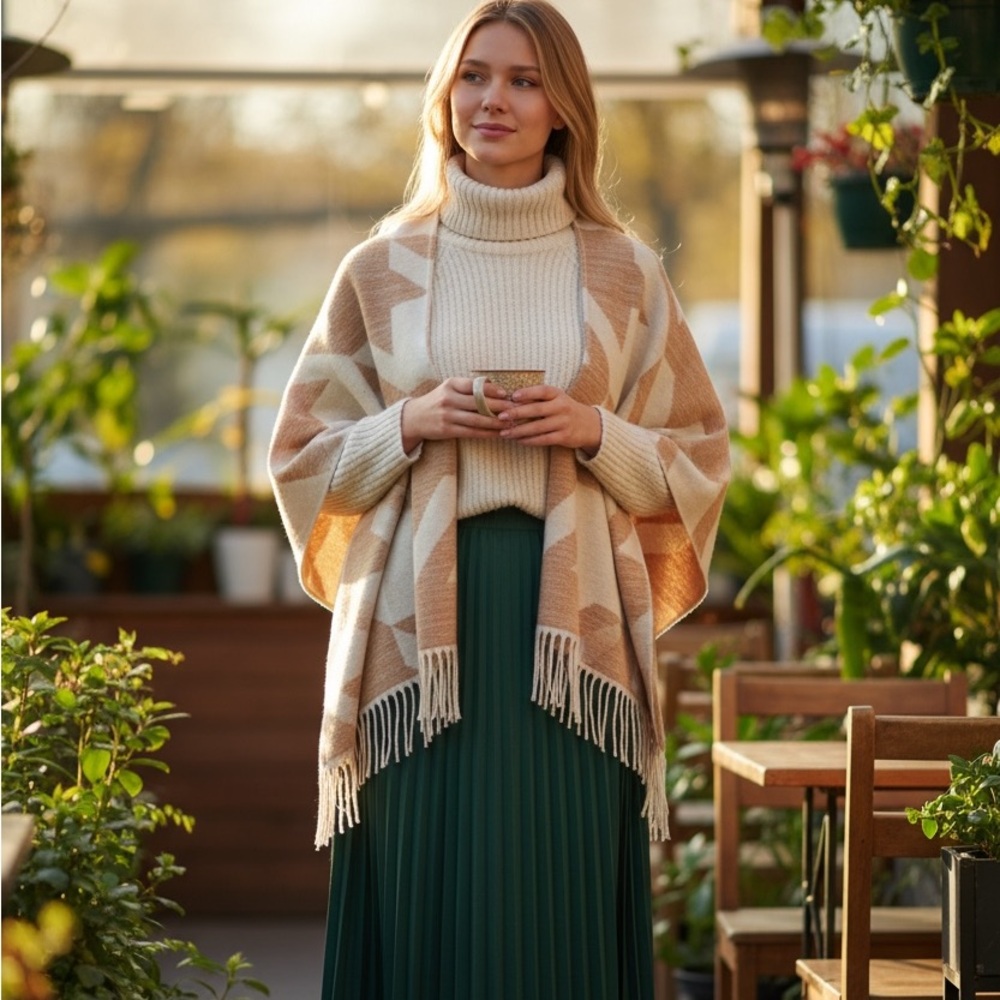 Maje wool blend poncho shawl‎ OSFM